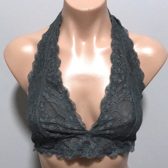 Intimately Free People Lace Gray Halter Bralette - Picture 2 of 7